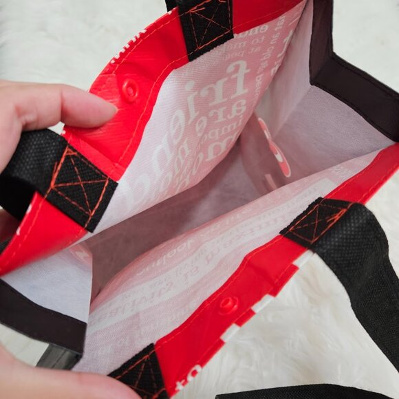 Lululemon Small Reusable Black Print Shopping‎ Handle Red White Plastic Mini Bag - Picture 7 of 9